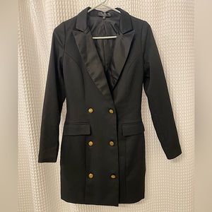 Black double-breasted blazer dress by Missguided. Size US 2.